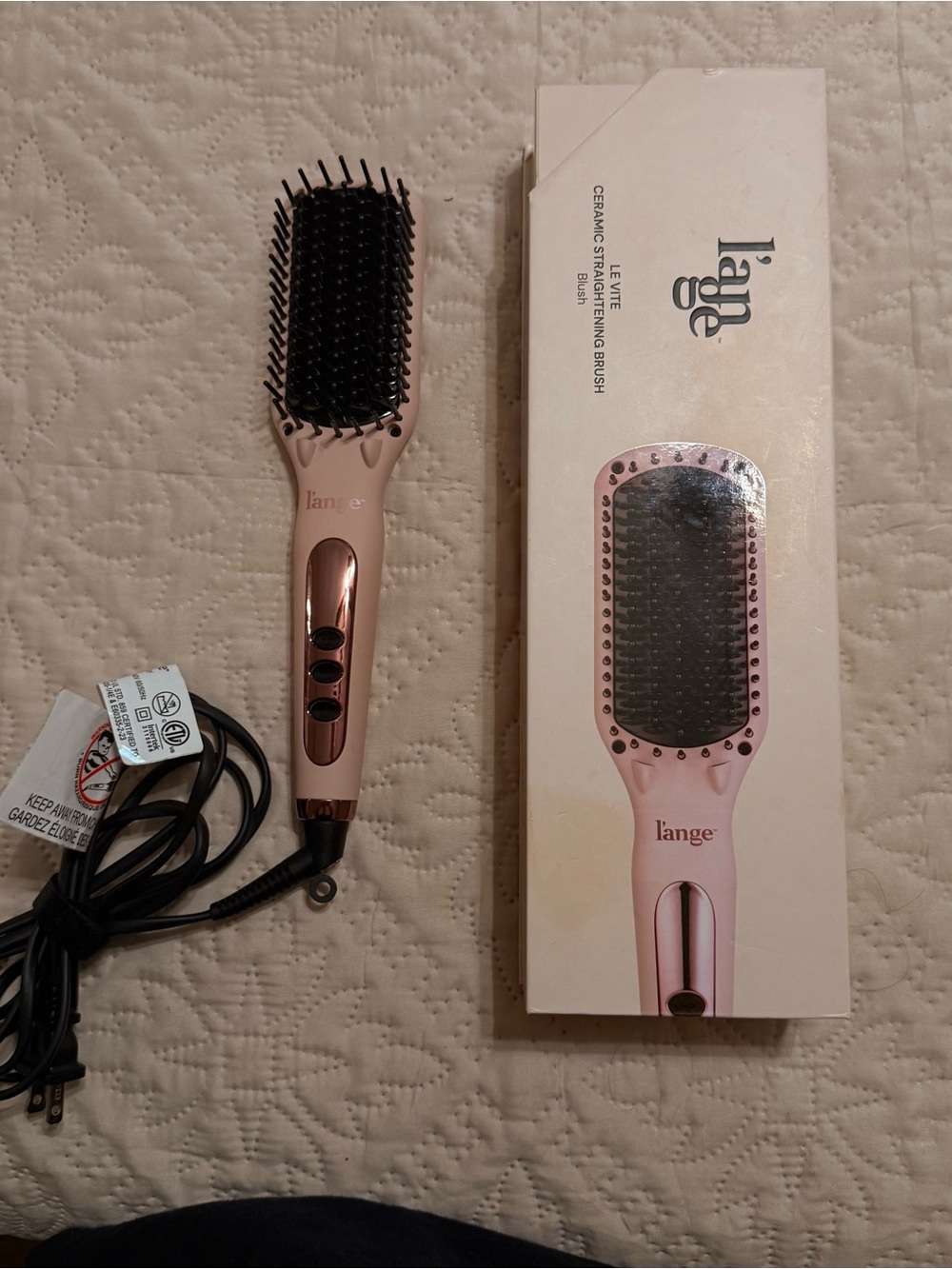 Lange Pink and Rose Gold Ceramic Hair Straightening Brush